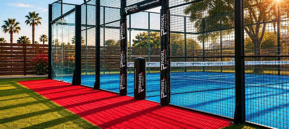 Padel court at the resort at sunset